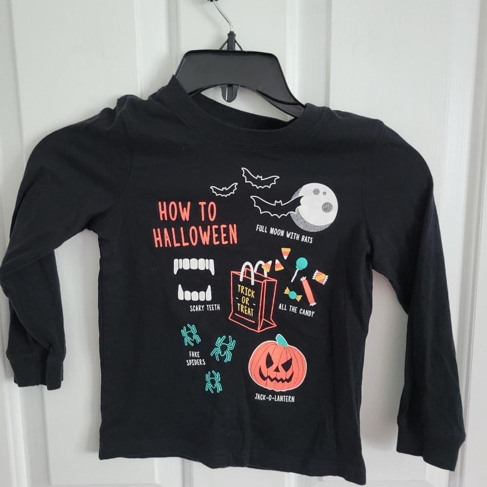 Carter's Toddler Black Long Sleeve How To Halloween Graphic Tee Size 5T